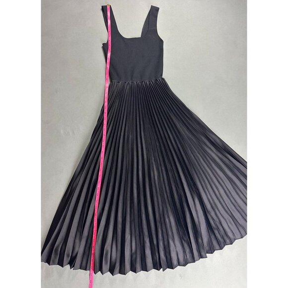 Theory Pleated Square-Neck Ribbed Midi Dress Black Size XS - Picture 7 of 7